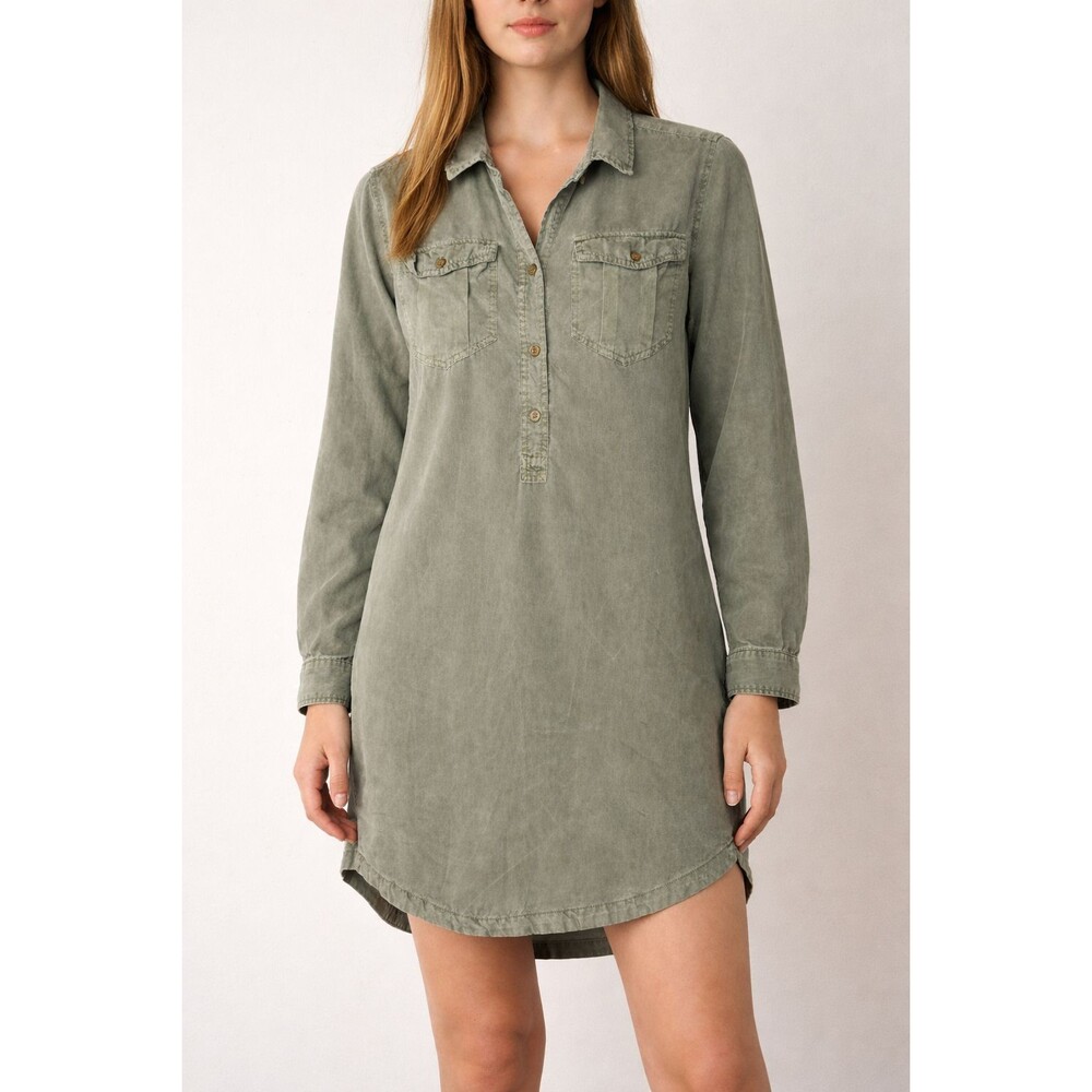 Abercrombie & Fitch Olive Green Utility Shirt Dress Size M Button Front